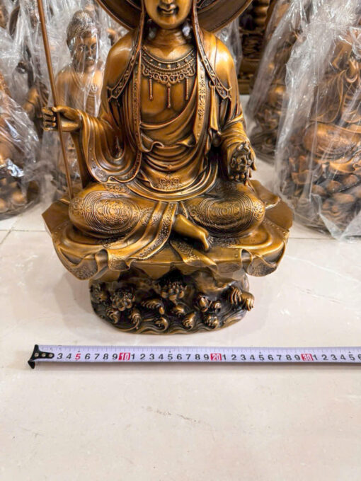 Tượng Đồng Địa Tạng ngồi bệ đá cao 48 cm - Ảnh 3