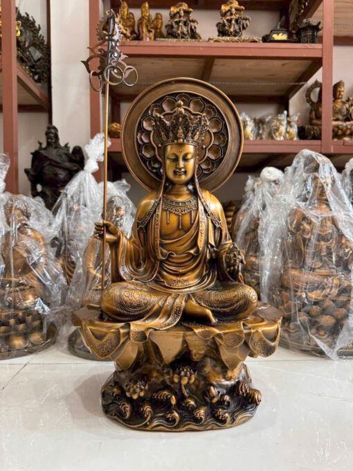 Tượng Đồng Địa Tạng ngồi bệ đá