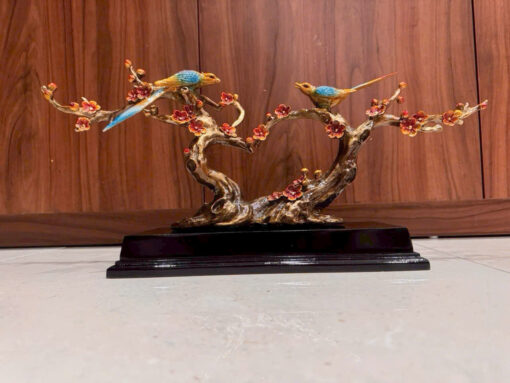 Tượng đồng chim uyên ương vẽ màu