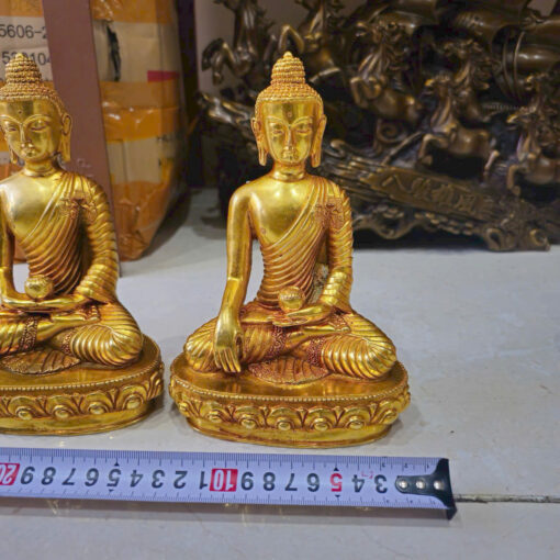 Tượng đồng dát vang tam thế phật 20cm - Ảnh 5