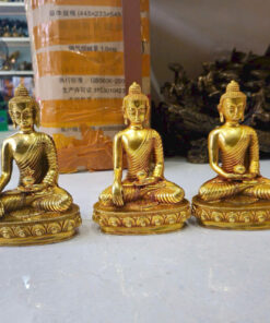 Tượng đồng dát vang tam thế phật 20cm