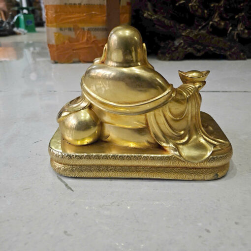 Tượng đồng di lạc dát vàng đế vuông - Ảnh 4