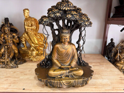 Tượng đồng Bổn Sư ngồi dưới cây bồ đề 16in cao 42cm - Ảnh 4