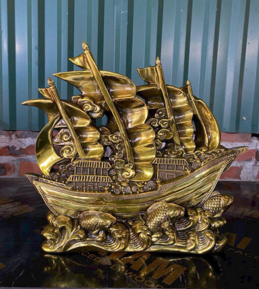Tượng thuyền đồng thuận buồm xui gió 36cm - Ảnh 3