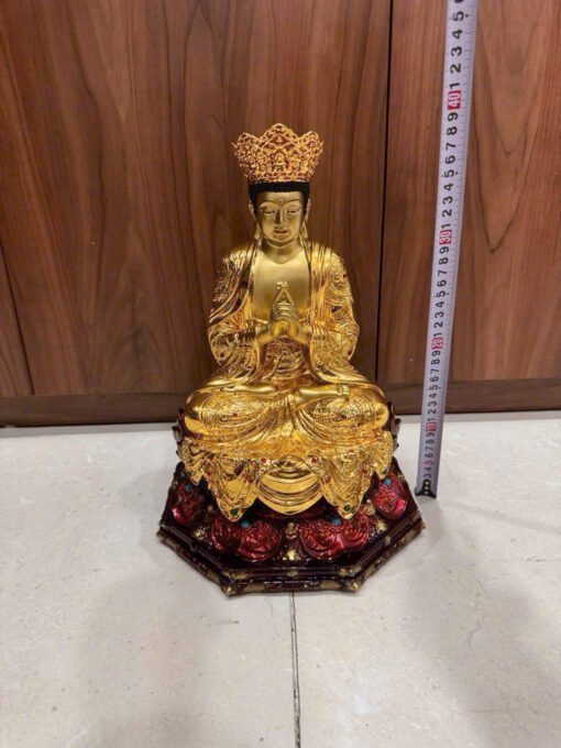 Tượng đồng đại nhật như lai vẽ thủ công cao 38cm - Ảnh 3