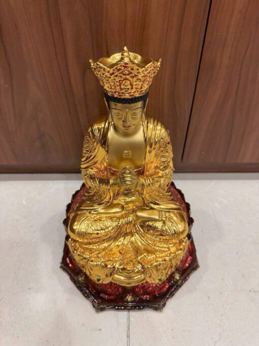 Tượng đồng đại nhật như lai vẽ thủ công cao 38cm - Ảnh 5