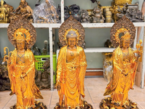 Tượng đồng tam thánh dát vàng  26 in - Ảnh 7