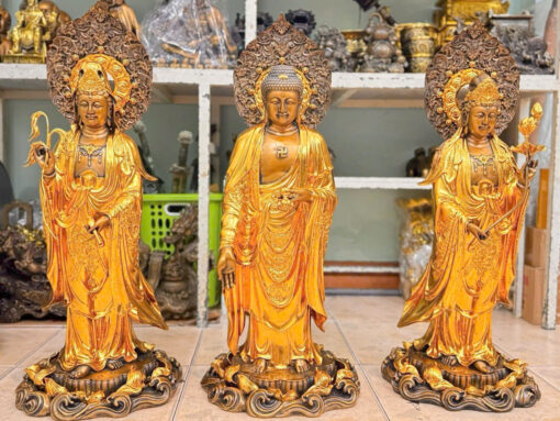 Tượng đồng tam thánh dát vàng  26 in - Ảnh 5