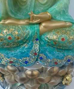 Tượng Quan Âm Bồ Tát Giả Đồng Áo Xanh Ngọc Ngồi Tòa Sen Sóng Nước 4 tấc (40cm) - Ảnh 8