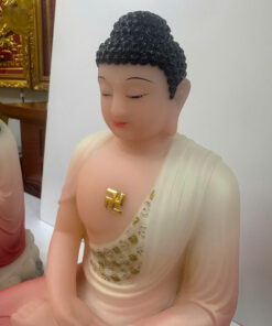 Tây Phương Tam Thánh Áo Hồng Đỏ Vẽ Tay Ngồi Tòa Sen Bột Đá 12 inch (30cm) - Ảnh 9