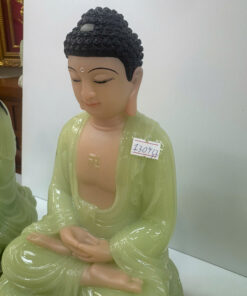 Tượng Tây Phương Tam Thánh Xanh Ngọc Ngồi Tòa Sen Bột Đá 12inch (30cm) - Ảnh 11