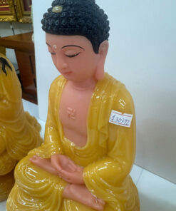 Tây Phương Tam Thánh Vàng Hổ Phách Ngồi Tòa Sen Bột Đá 12inch (30cm) - Ảnh 10