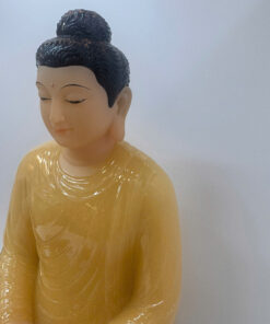 Alternative view of Tượng Phật A Di Đà Vàng Hổ Phách Ngồi Tòa Sen Viền Vàng Bột Đá 3 tấc (30cm)