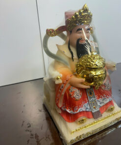 Alternative view of Thần Tài Áo Gấm Ôm Chậu Tụ Bảo Vàng Ngồi Ngai Bột Đá 10in (25cm)