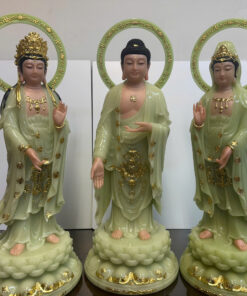Alternative view of Tây Phương Tam Thánh Đứng Xanh Ngọc Bích Dát Vàng Bột Đá