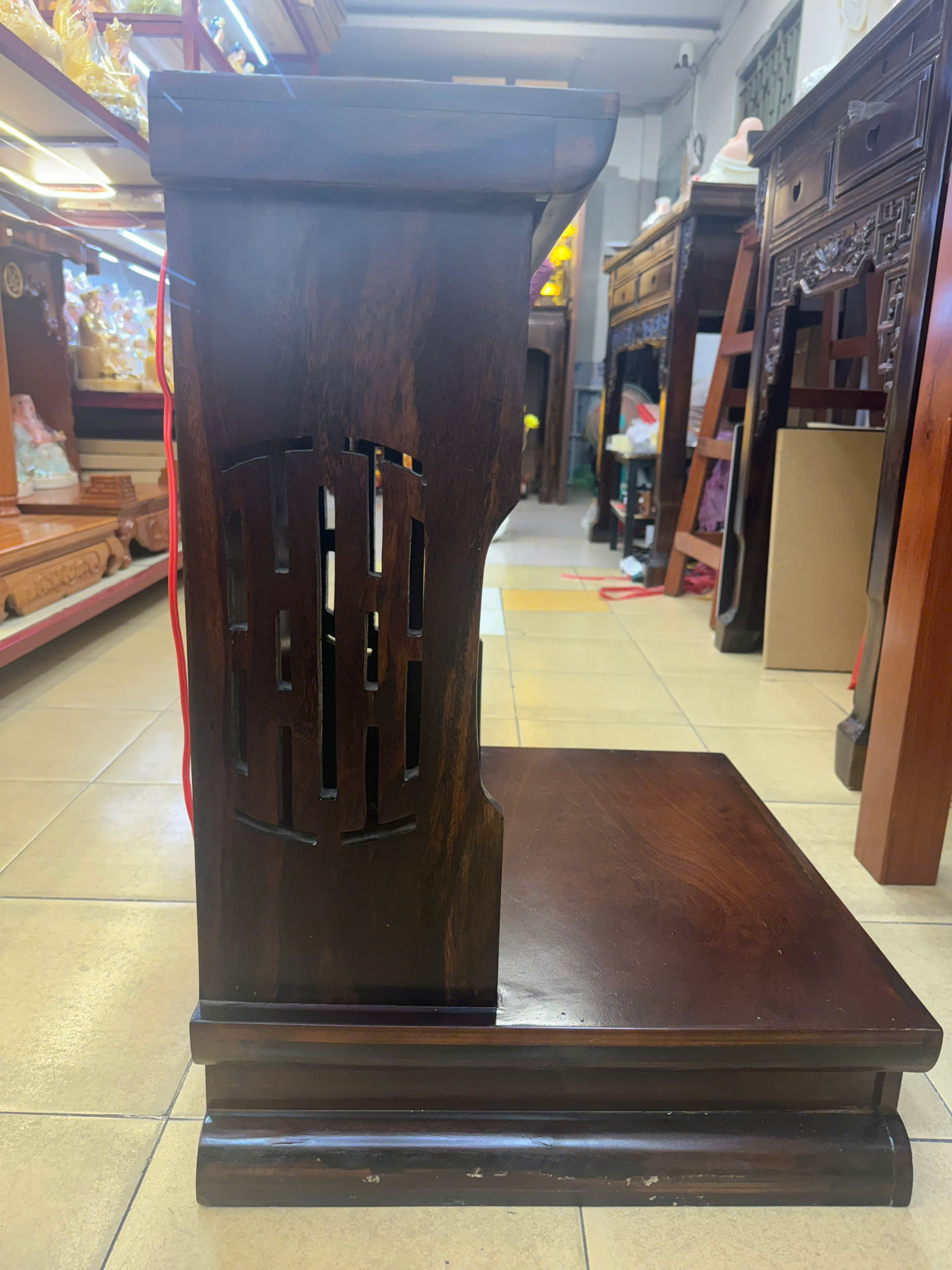 Trang Thần Tài Gỗ MuồngMái Bằng Chạm Chuỗi Tiền Xu - Ảnh 4