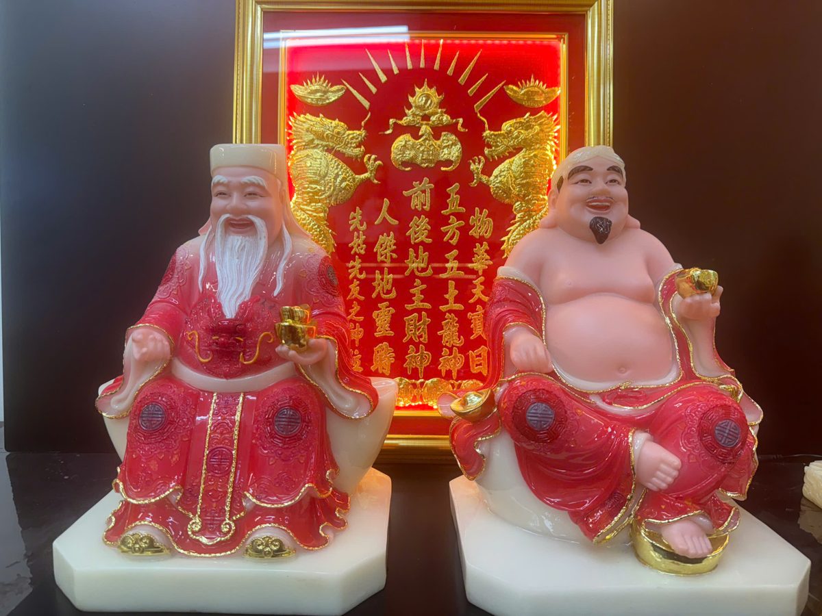 Tượng Thần Tài Thổ Địa bột đá áo đỏ