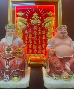 Tượng Thần Tài Thổ Địa bột đá áo gấm