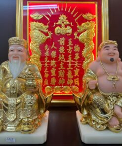 Tượng Thần Tài Thổ Địa bột đá dát vàng