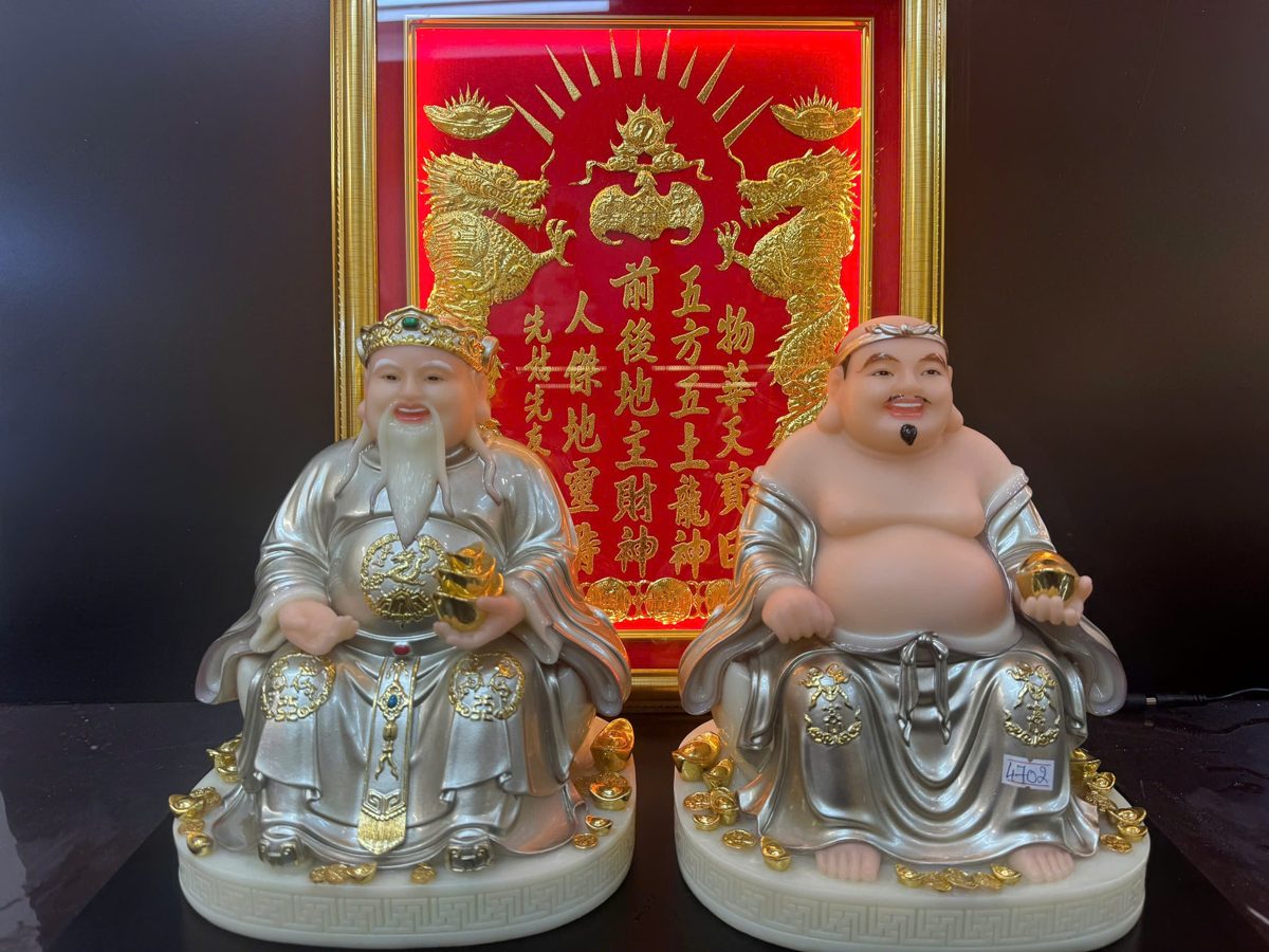 Tượng Thần Tài Thổ Địa bột đá ngân nhũ