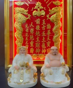 Tượng Thần Tài Thổ Địa bột đá trắng ngọc