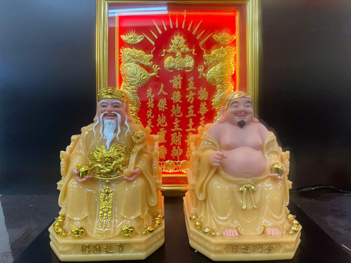 Tượng Thần Tài Thổ Địa bột đá vàng