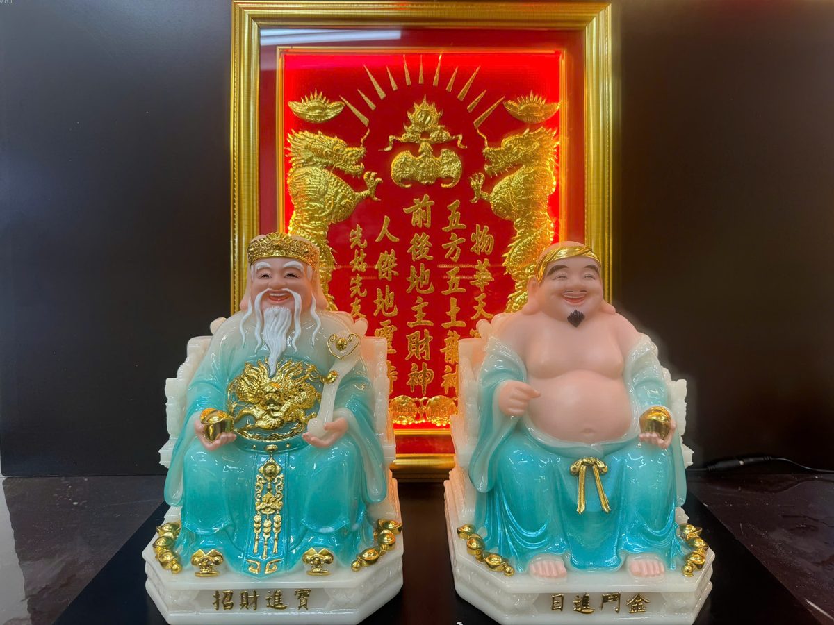 Tượng Thần Tài Thổ Địa bột đá xanh ngọc